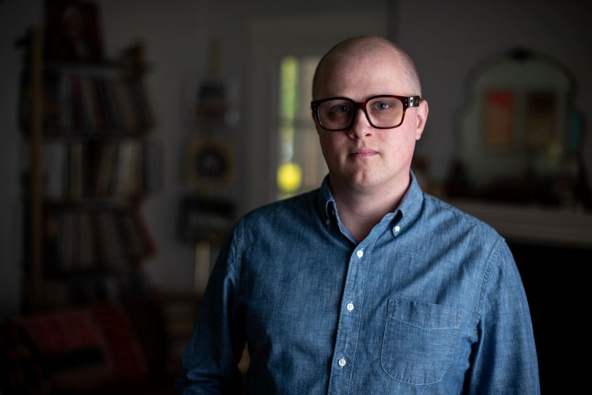 The novelist Ian Denning, looking perhaps too serious in a blue shirt.